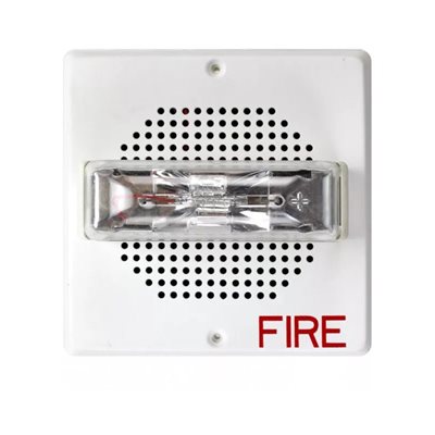 E70-24MCW-FW Speaker/Strobe, Square, SELECTABLE (15/30/75/110Cd), Wall Mount, White, 24V